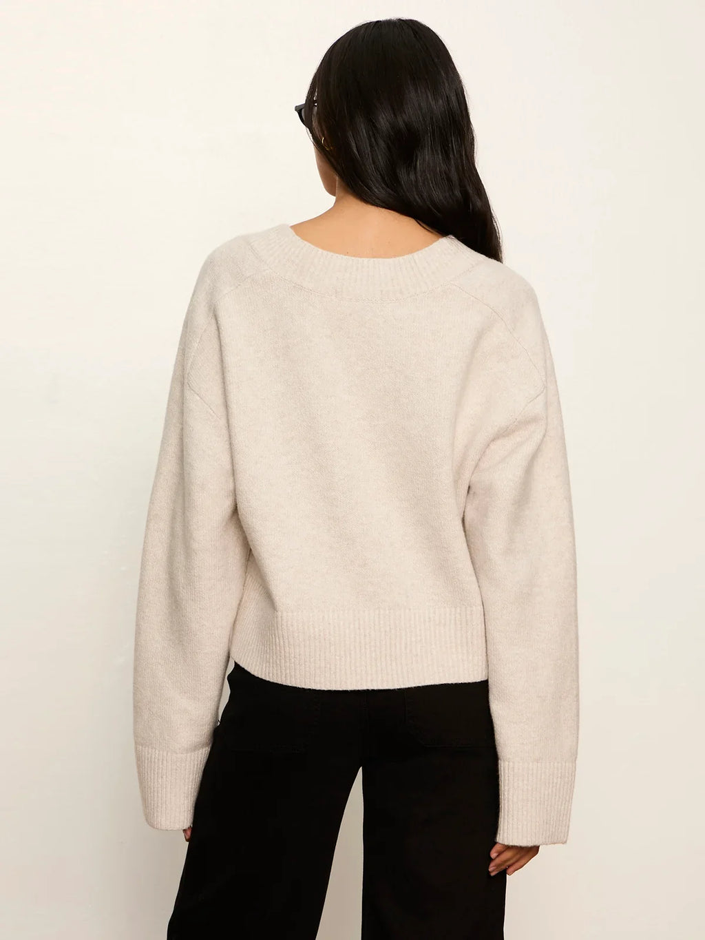 Vanna V-Neck Sweater- Heather Hazelnut