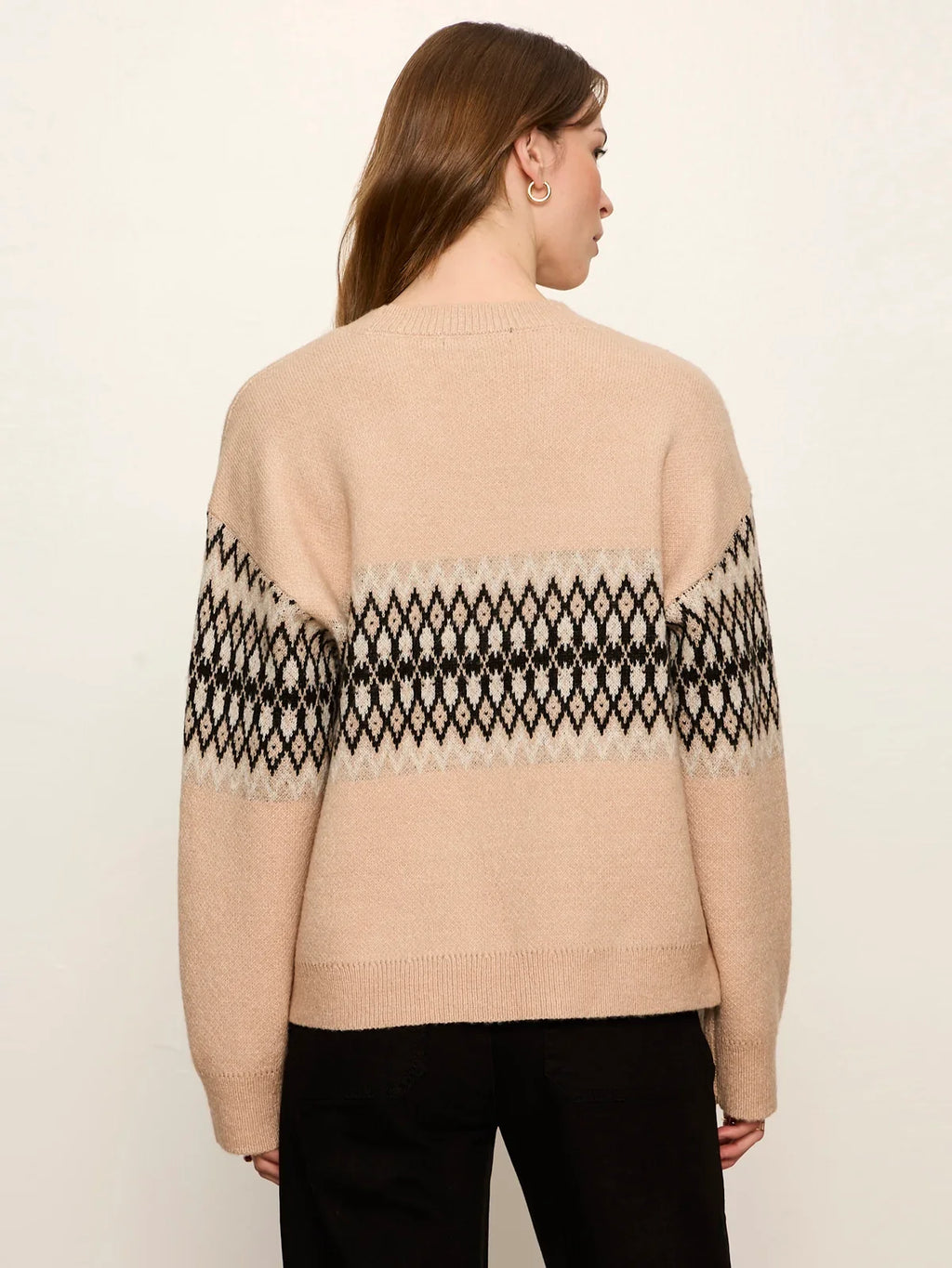 Argyle Crew Pullover- Hazelnut