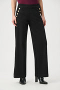 Classic Sailor Button Wide-Leg Jeans- Black