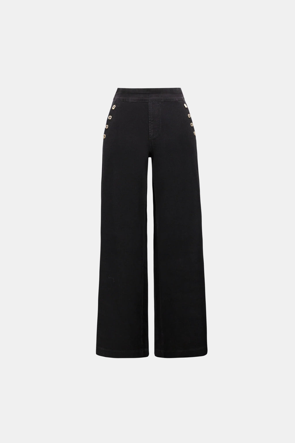 Classic Sailor Button Wide-Leg Jeans- Black