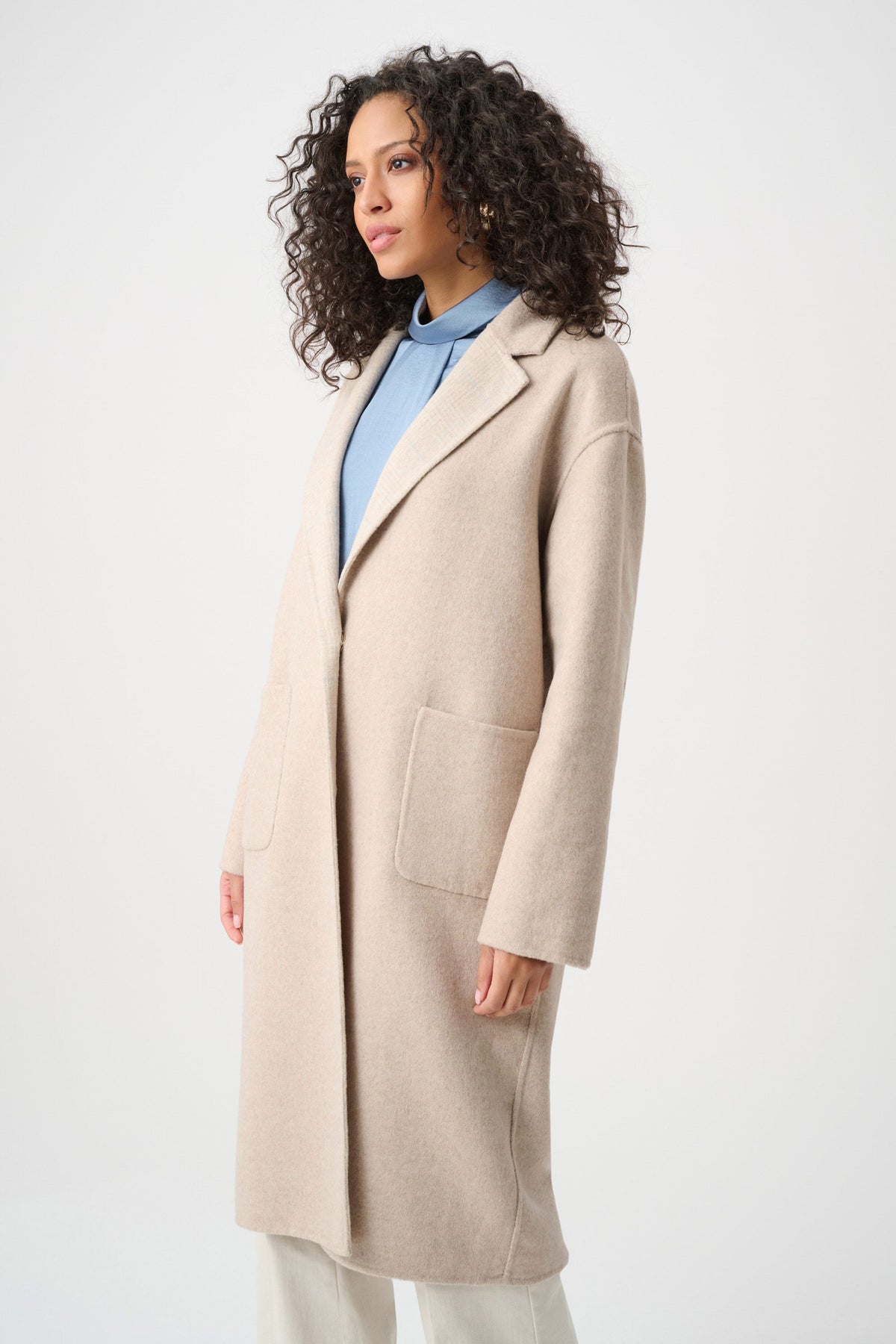 Wool Blend Plaid Reversible Boxy Coat- Oatmeal/Multi