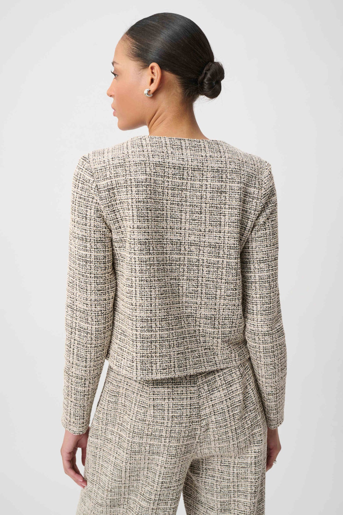 Plaid Boucle Jacket- Beige/Multi