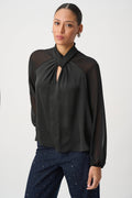 Satin Top With Chiffon Sleeves- Black