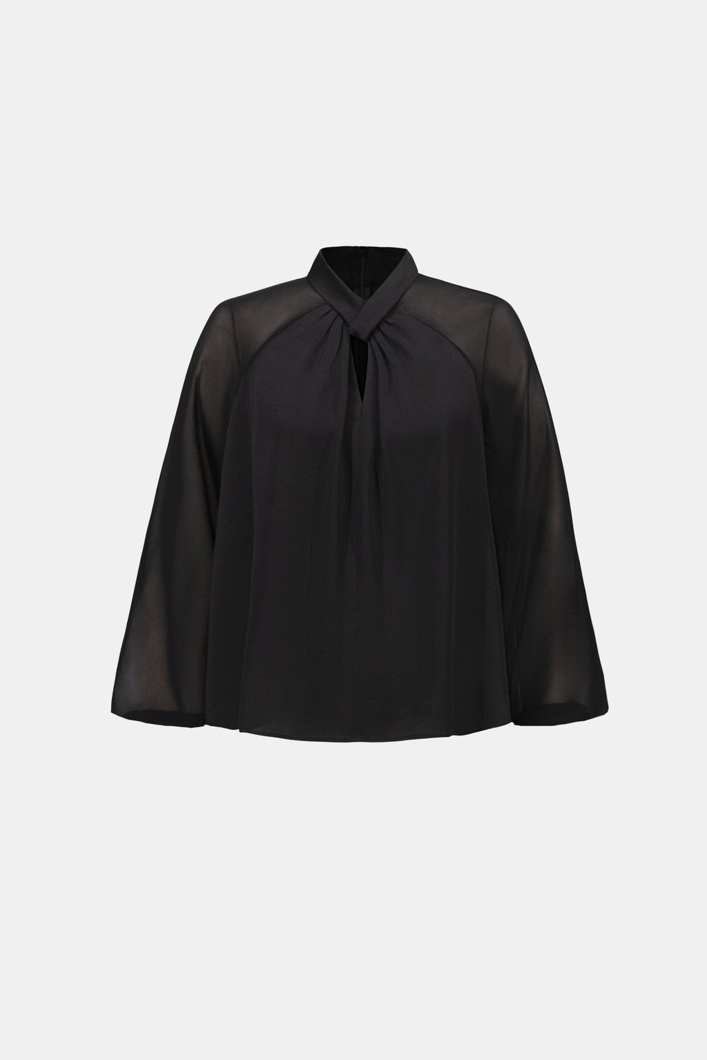 Satin Top With Chiffon Sleeves- Black