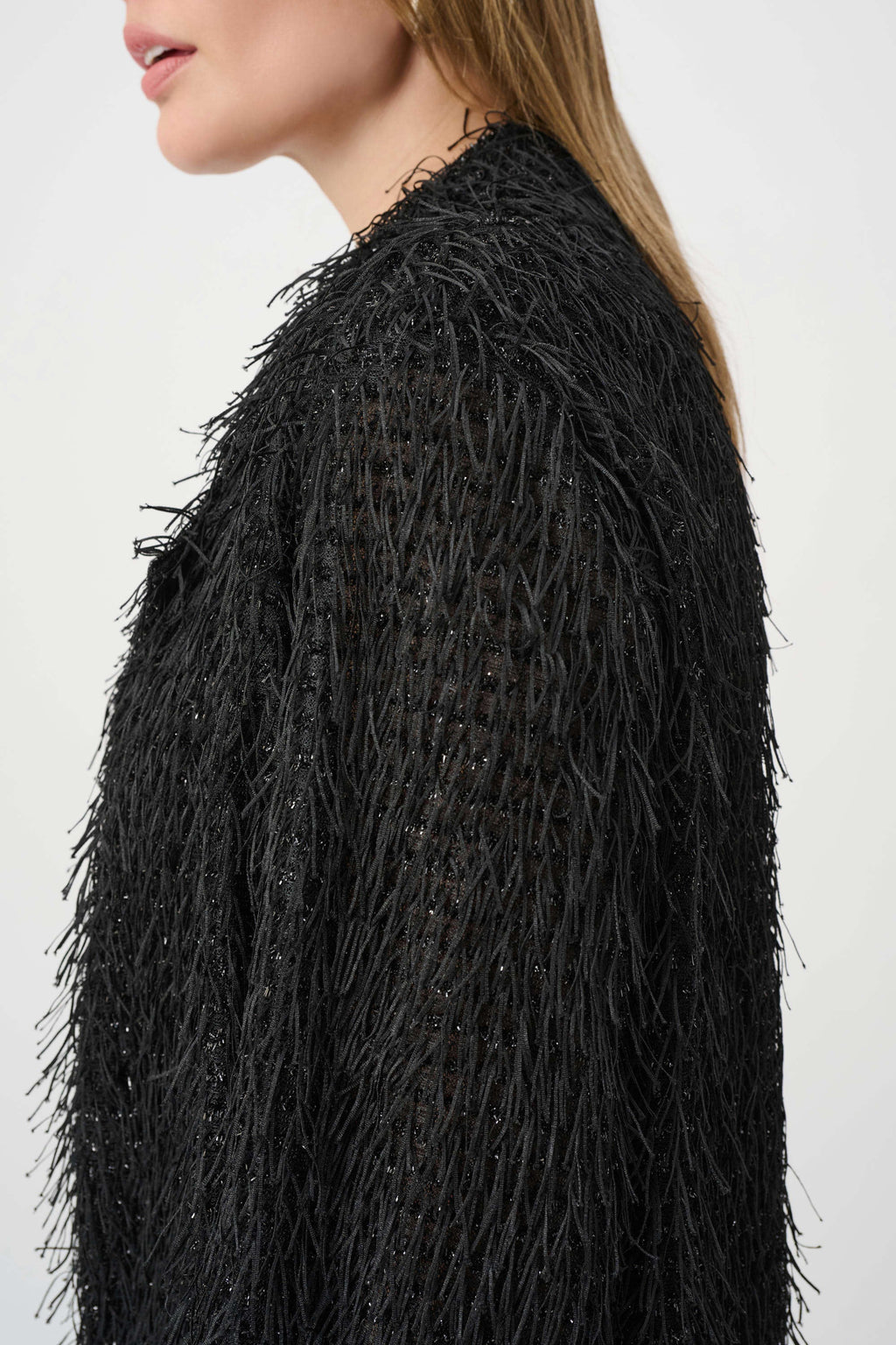 Fringed Short Blazer- Black