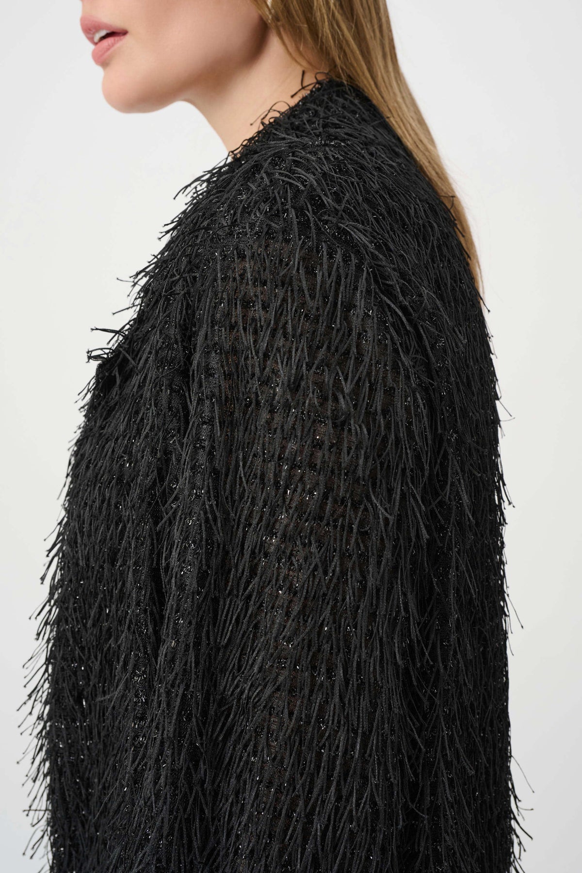 Fringed Short Blazer- Black