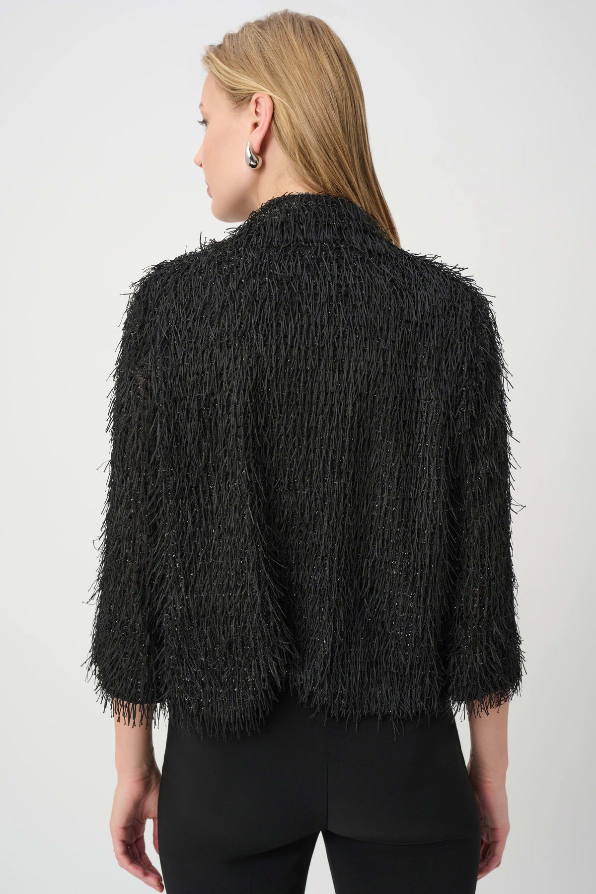 Fringed Short Blazer- Black