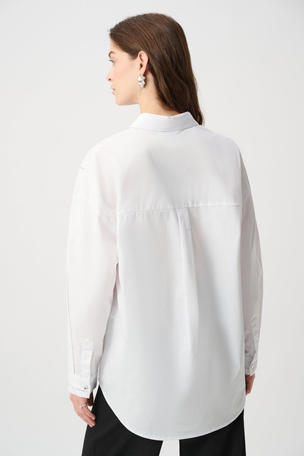 Rhinestone Button-Down Shirt- White