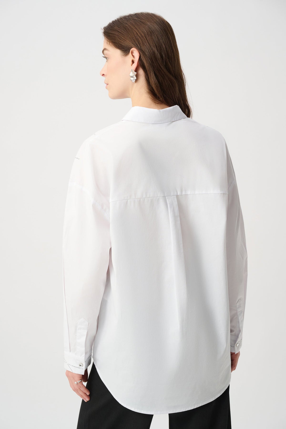 Rhinestone Button-Down Shirt- White