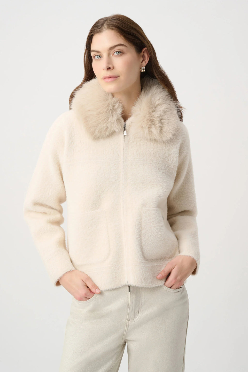 Detachable Faux Fur Collar Jacket- Birch