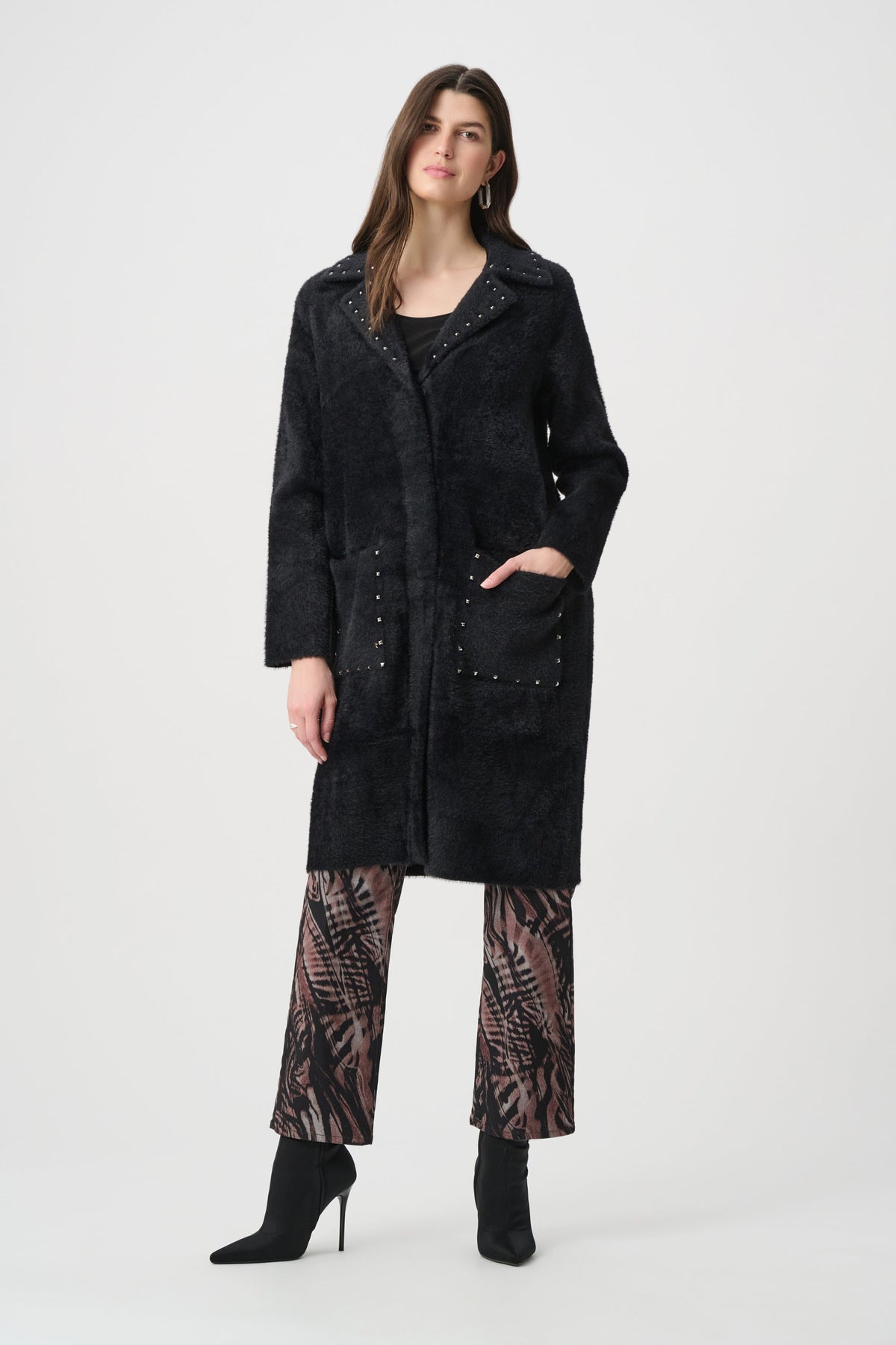 Studded Sweater Coat- Black