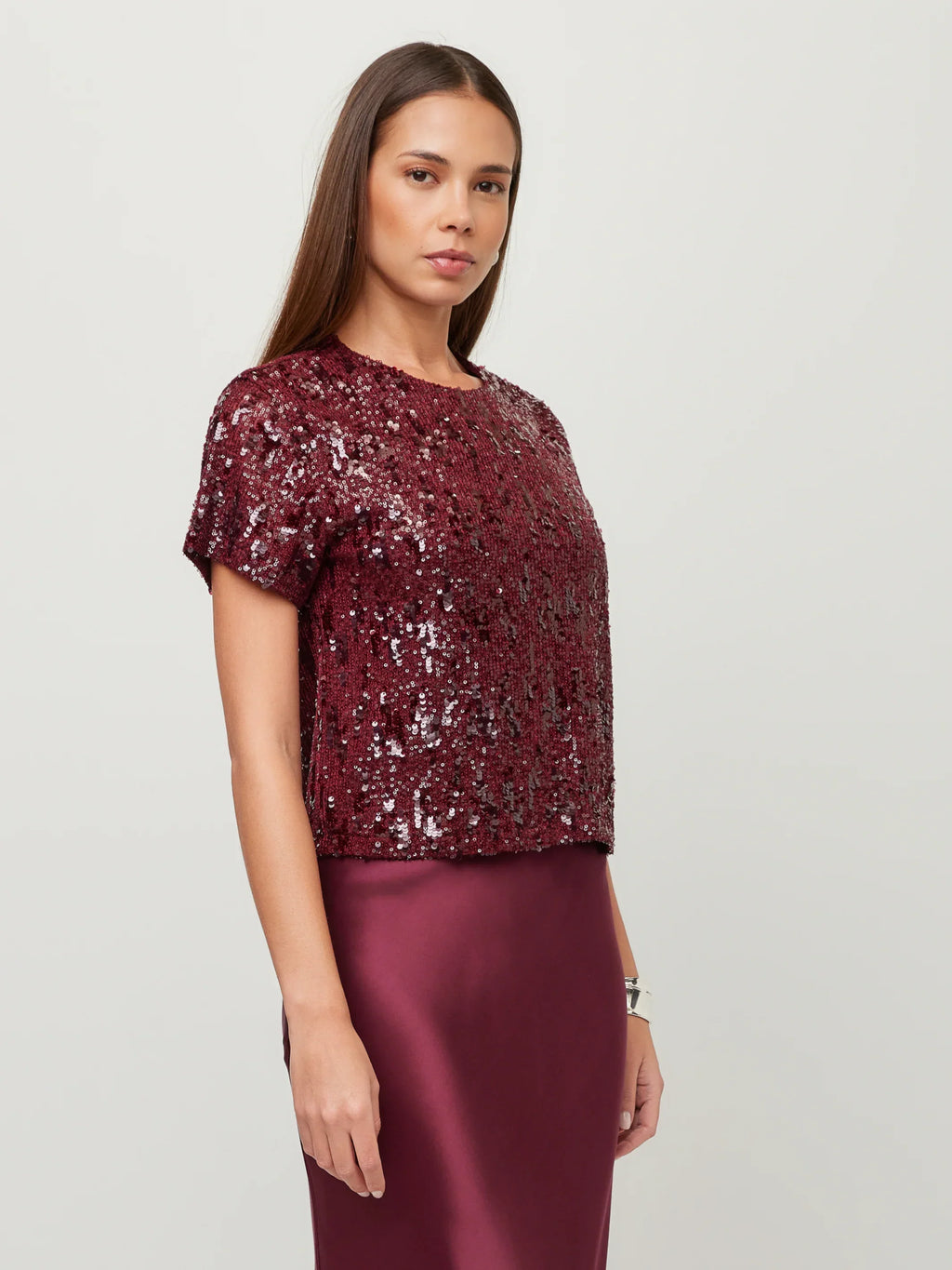 Stacey Sequin Top- Merlot