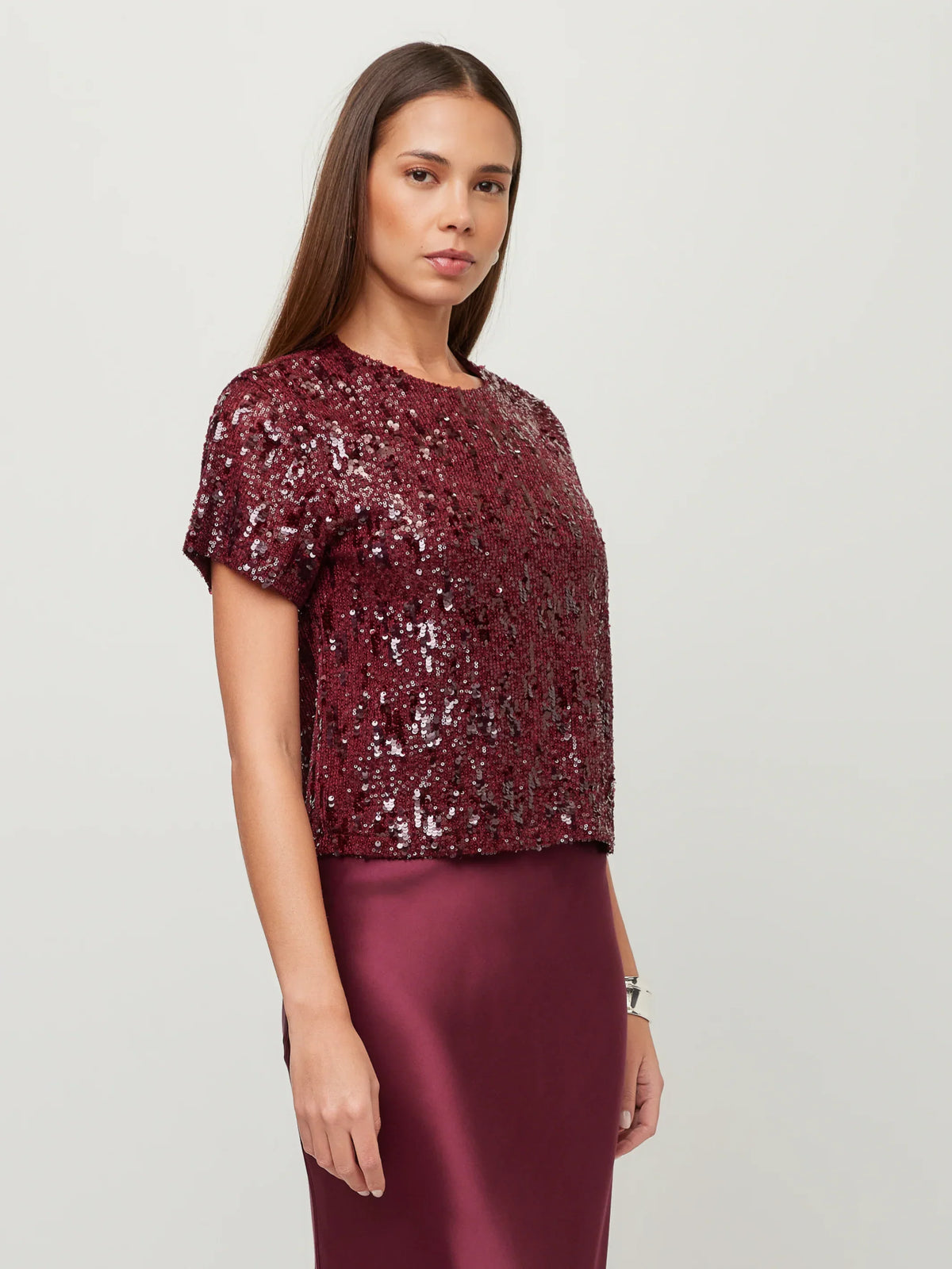 Stacey Sequin Top- Merlot