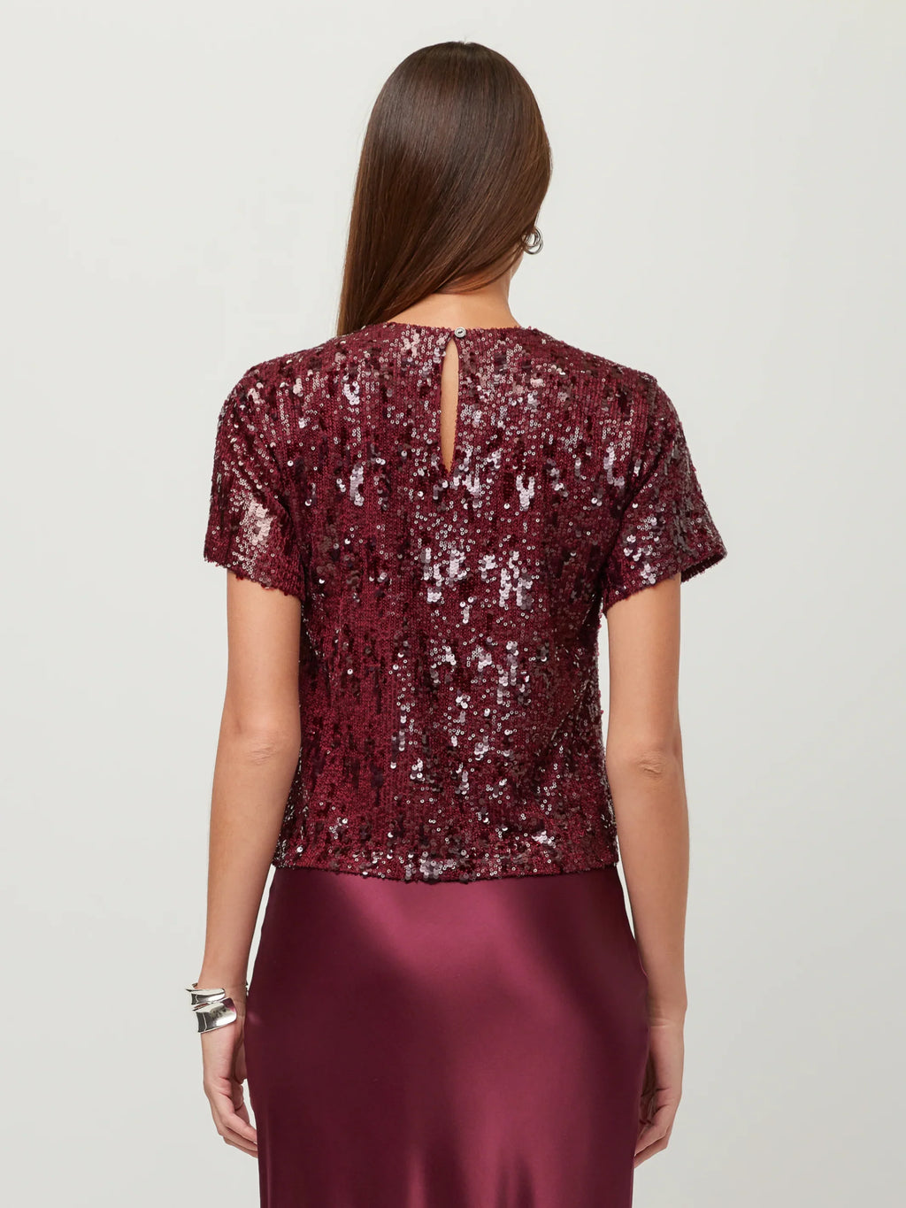 Stacey Sequin Top- Merlot