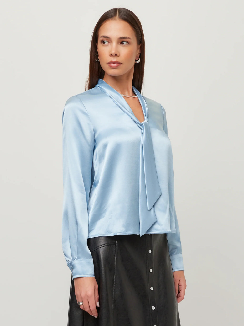 Patty Tie-Neck Top- Glacier