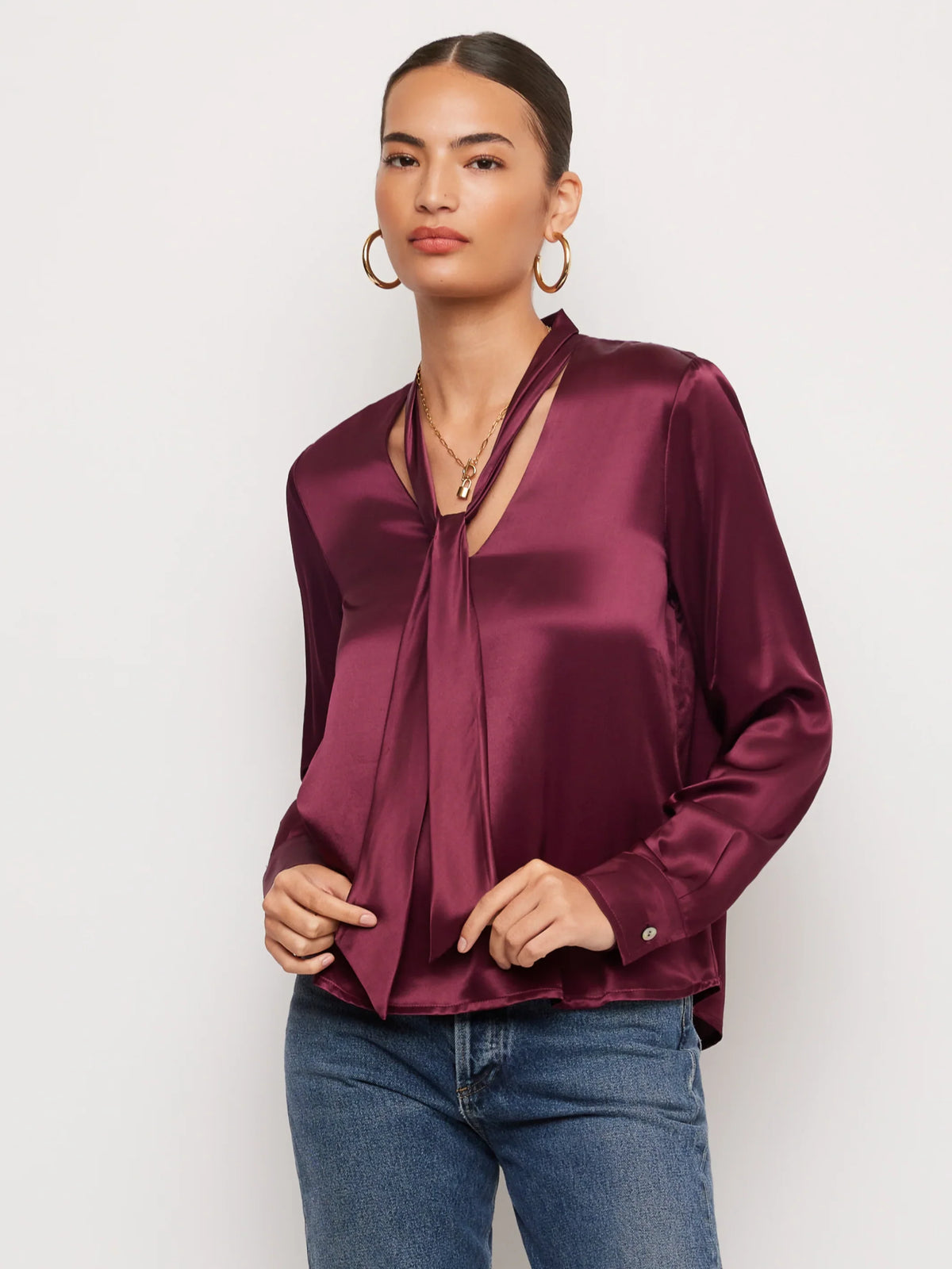 Patty Tie-Neck Top- Merlot