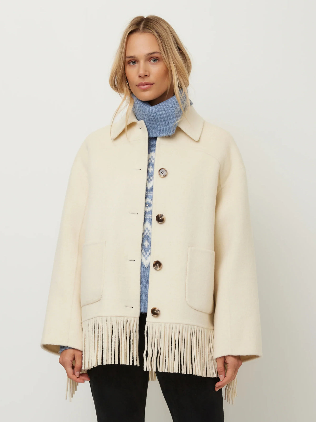 Yara Fringe Jacket- Cream