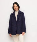Brushed Double-Breasted Peacoat- Navy