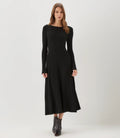 Seamless Sweater Midi Dress- Black