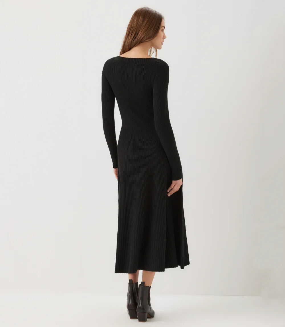 Seamless Sweater Midi Dress- Black