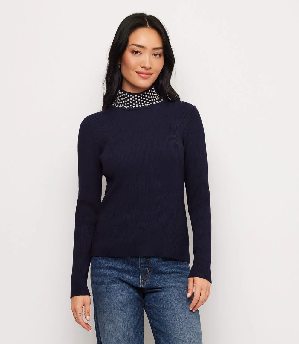 Pearl Turtleneck Sweater- Navy