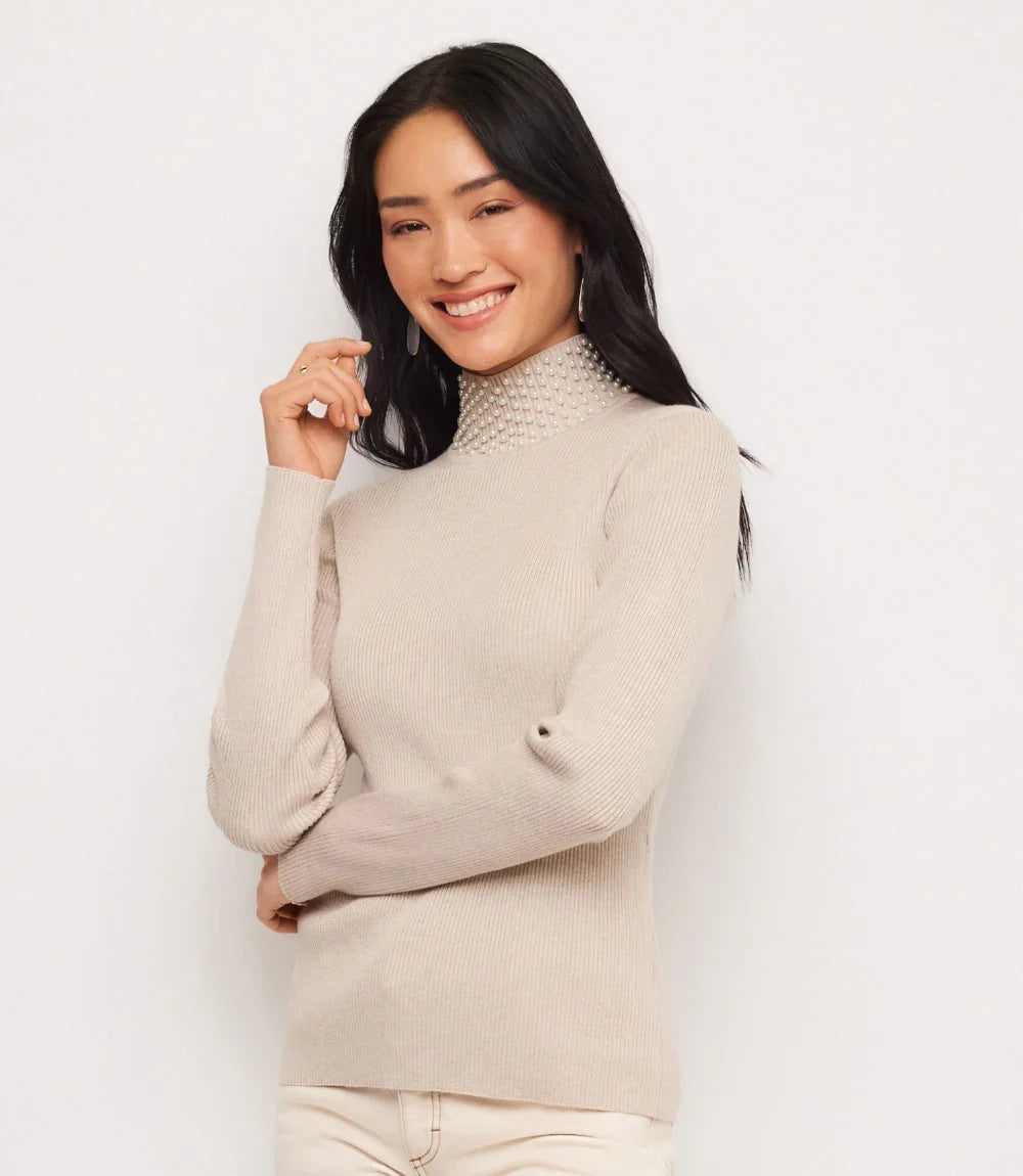 Pearl Turtleneck Sweater- Oatmeal