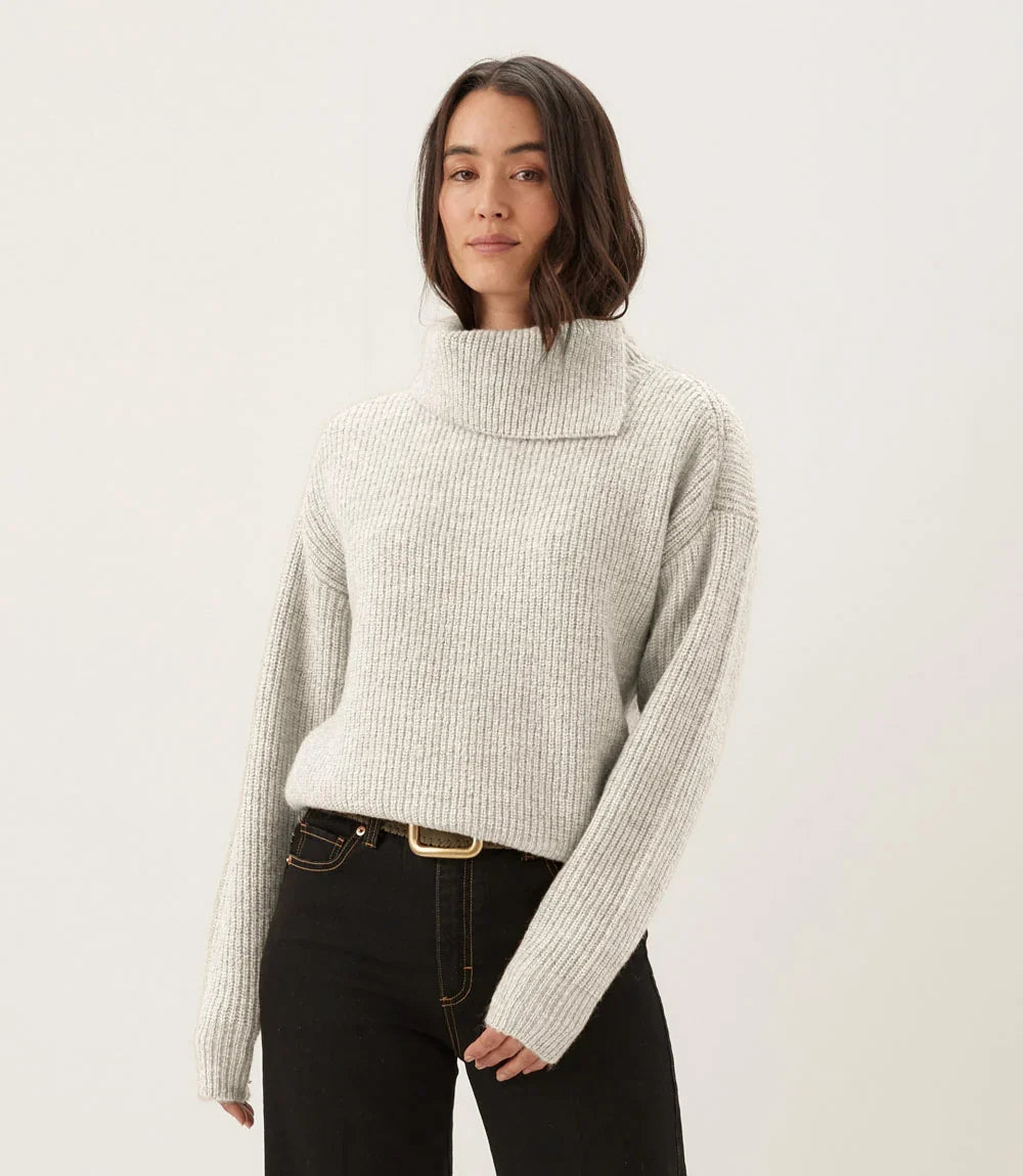 Split Neck Sweater- Ecru