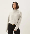 Split Neck Sweater- Ecru
