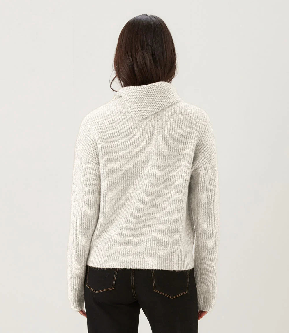Split Neck Sweater- Ecru