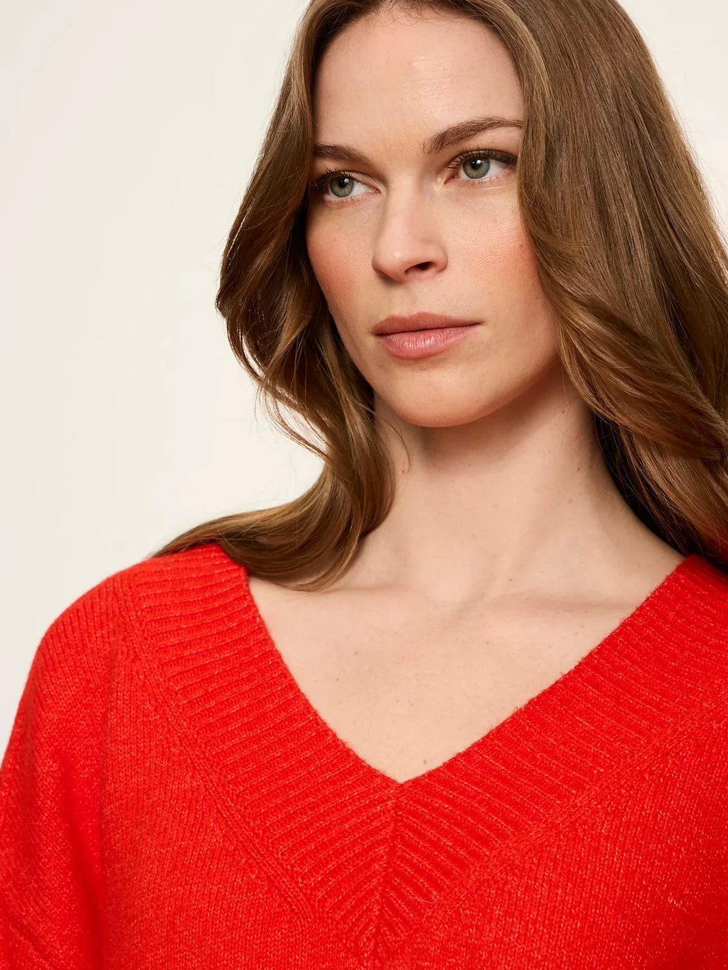 Vanna V-Neck Sweater- Red Hot