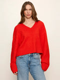 Vanna V-Neck Sweater- Red Hot