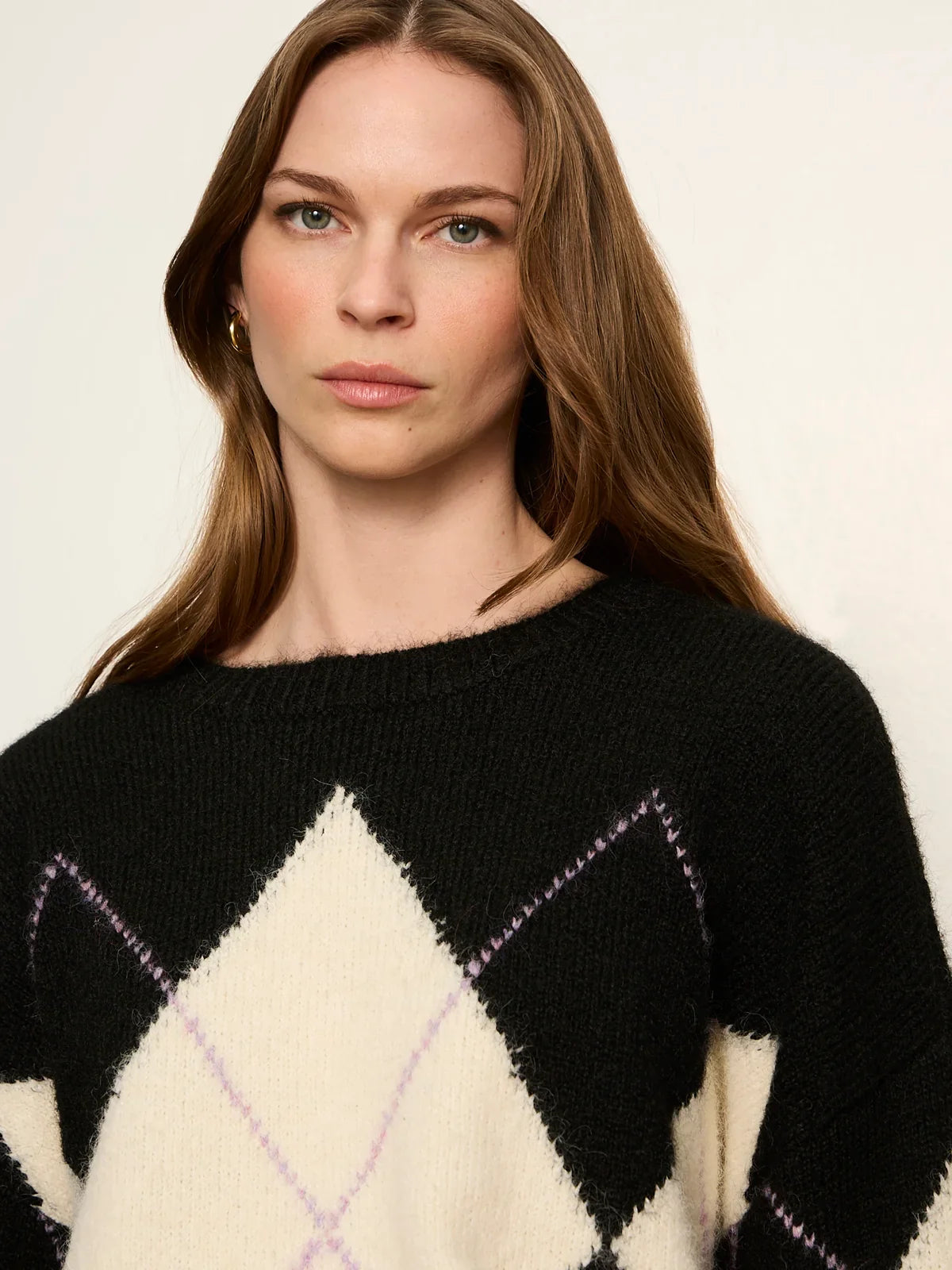 Argyle Crew Sweater- Purple Smoke