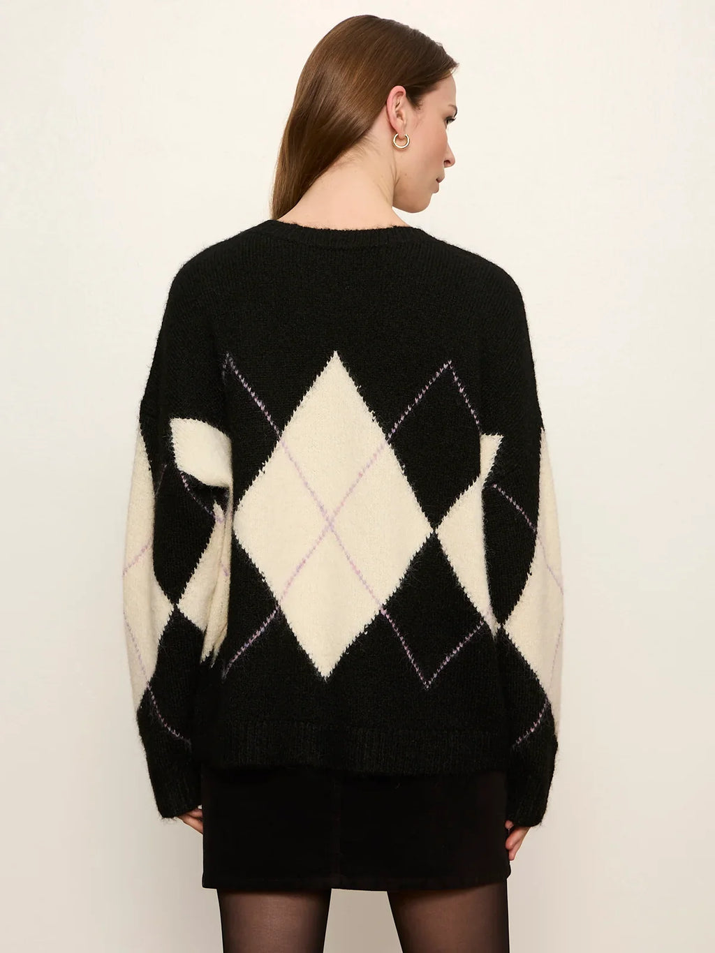 Argyle Crew Sweater- Purple Smoke