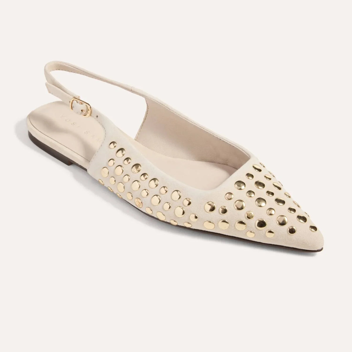Bedford Flat- Bone Suede w/ Gold Studs