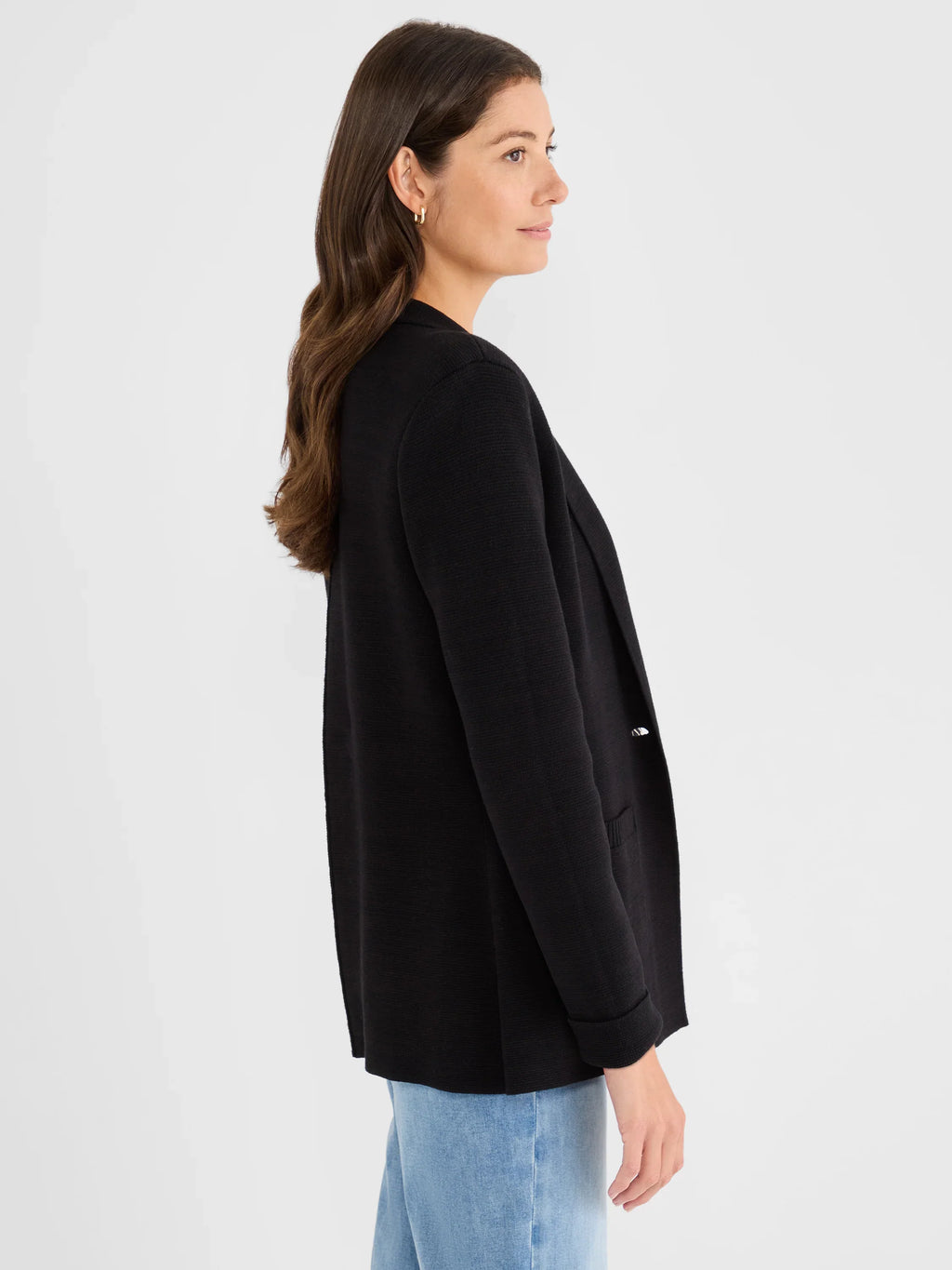 Elegant Knit Blazer- Black Onyx