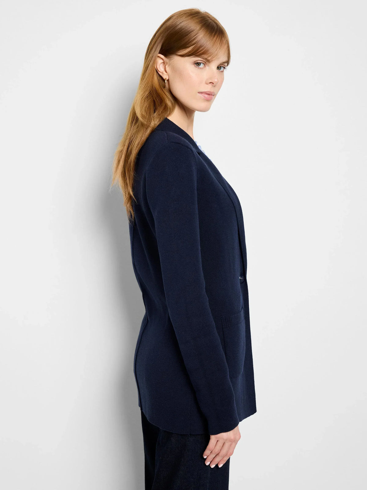 Elegant Knit Blazer- Dark Indigo