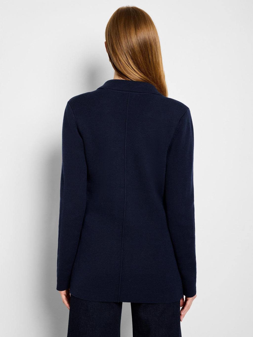 Elegant Knit Blazer- Dark Indigo