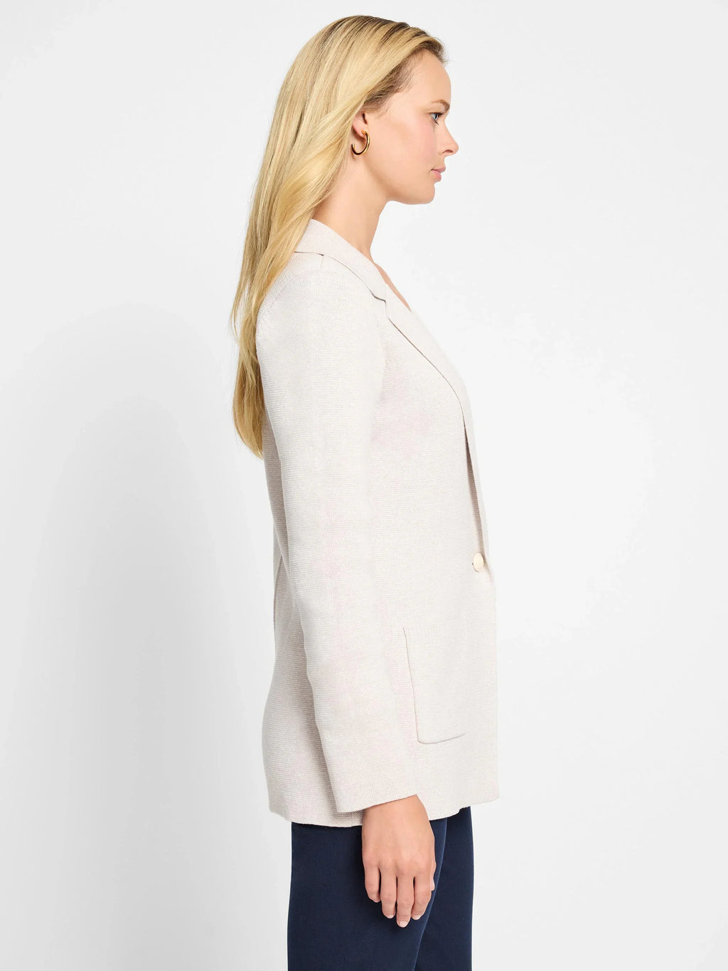 Elegant Knit Blazer- Sugar Cookie