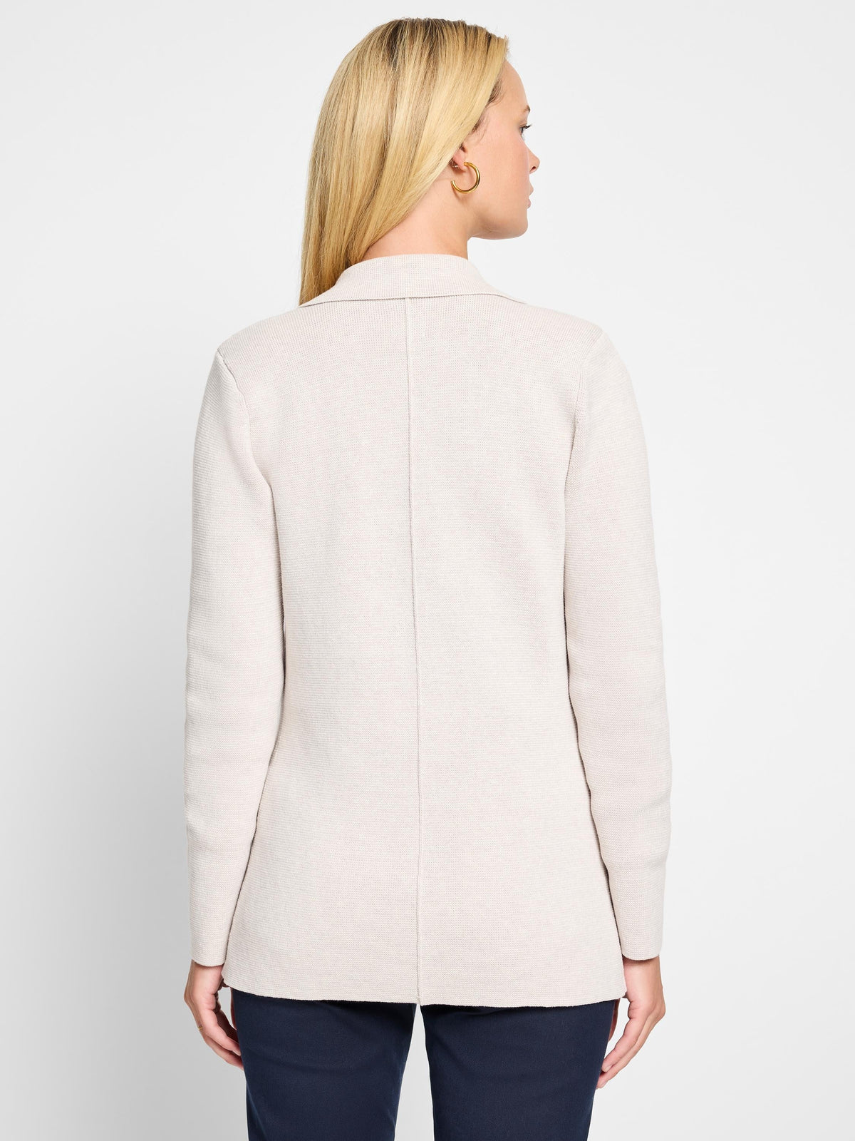 Elegant Knit Blazer- Sugar Cookie
