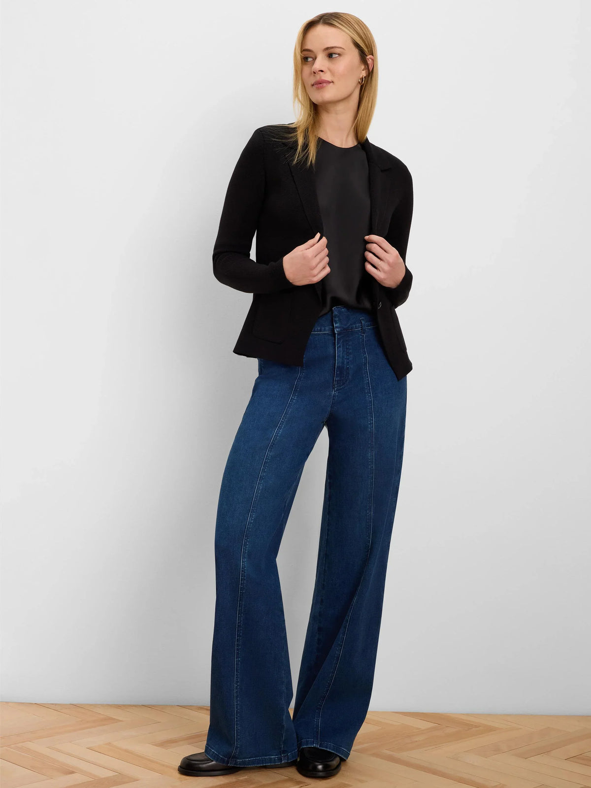 Elegant Knit Tailored Blazer- Black Onyx