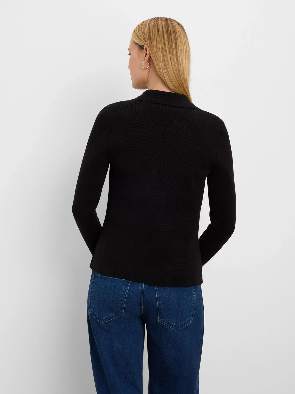 Elegant Knit Tailored Blazer- Black Onyx