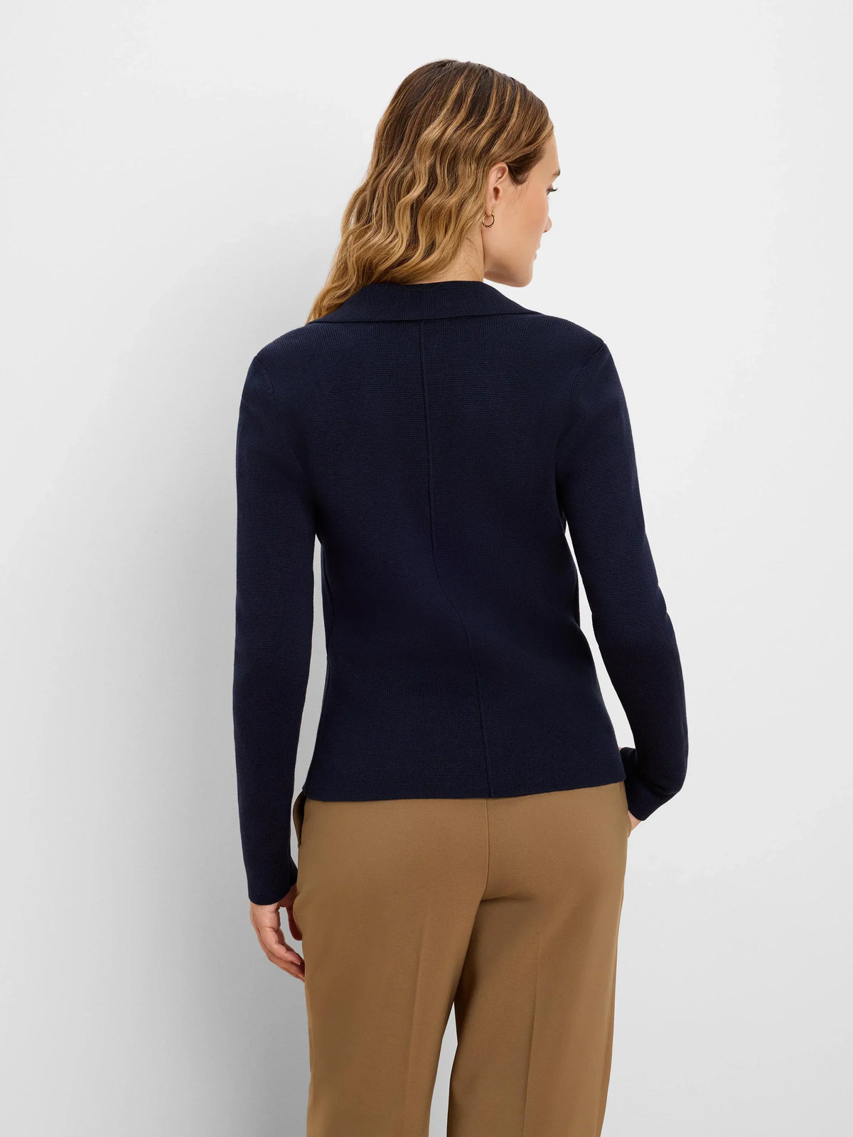 Elegant Knit Tailored Blazer- Dark Indigo
