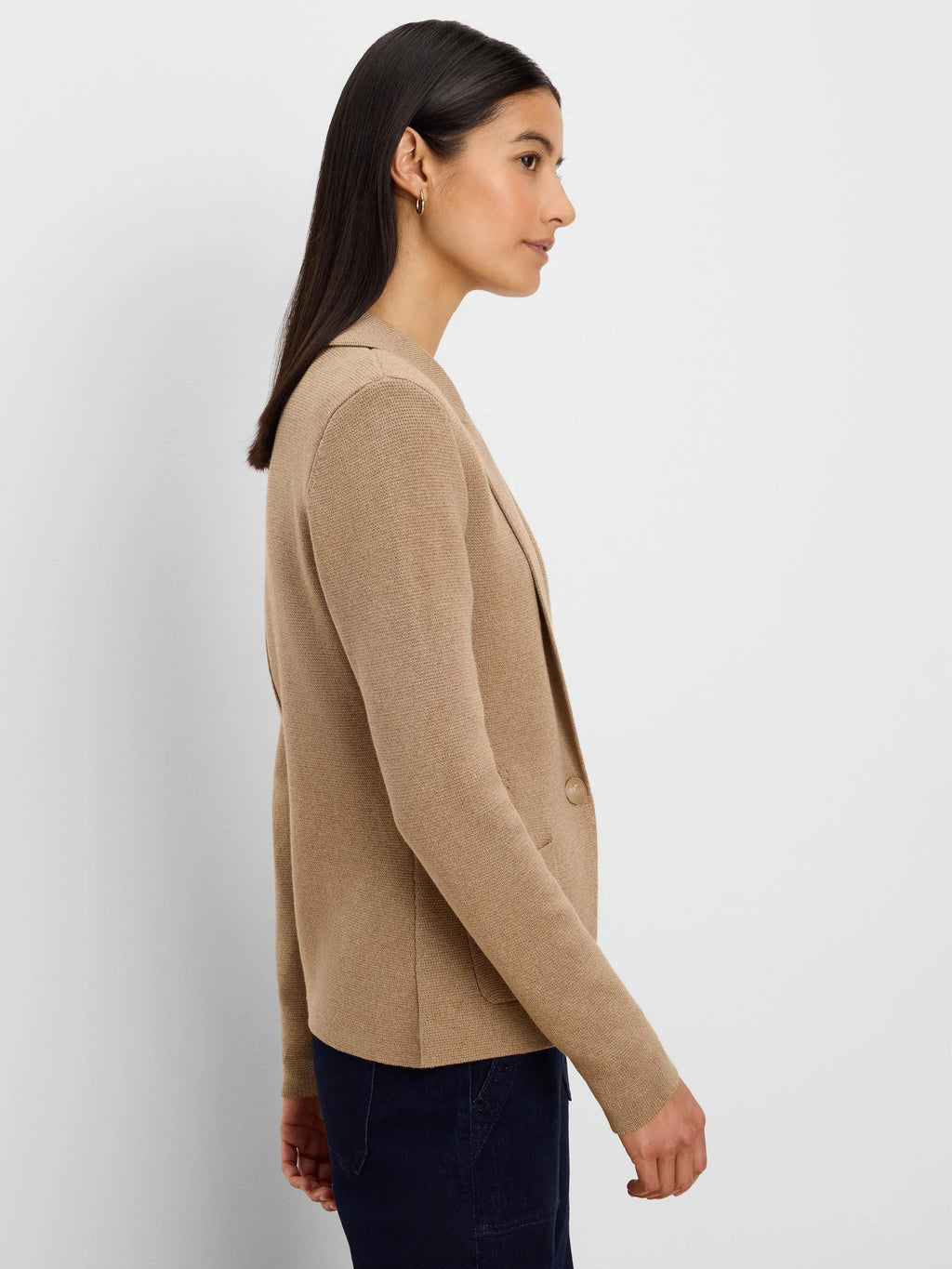 Elegant Knit Tailored Blazer-Oak