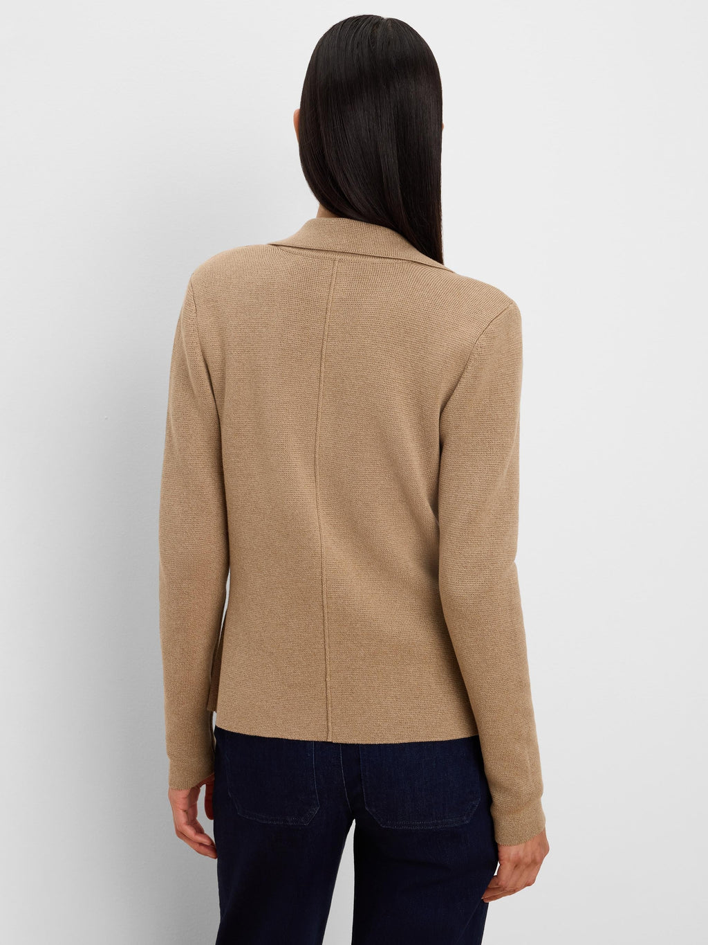 Elegant Knit Tailored Blazer-Oak