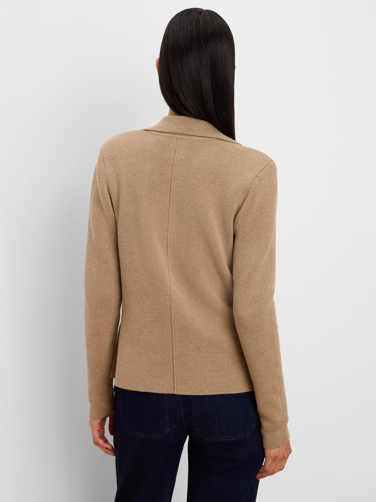 Elegant Knit Tailored Blazer-Oak