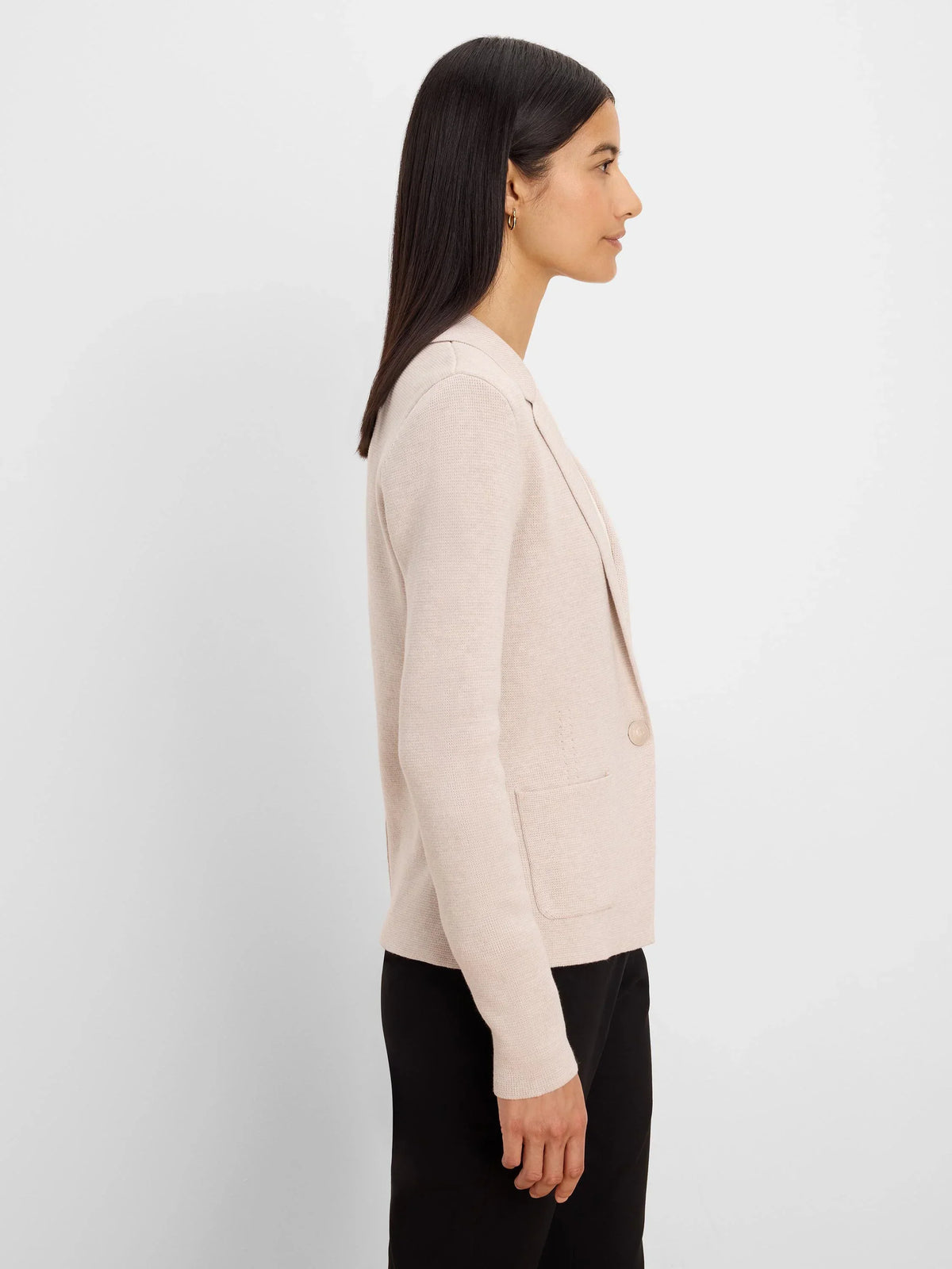 Elegant Knit Tailored Blazer- Sugar Cookie