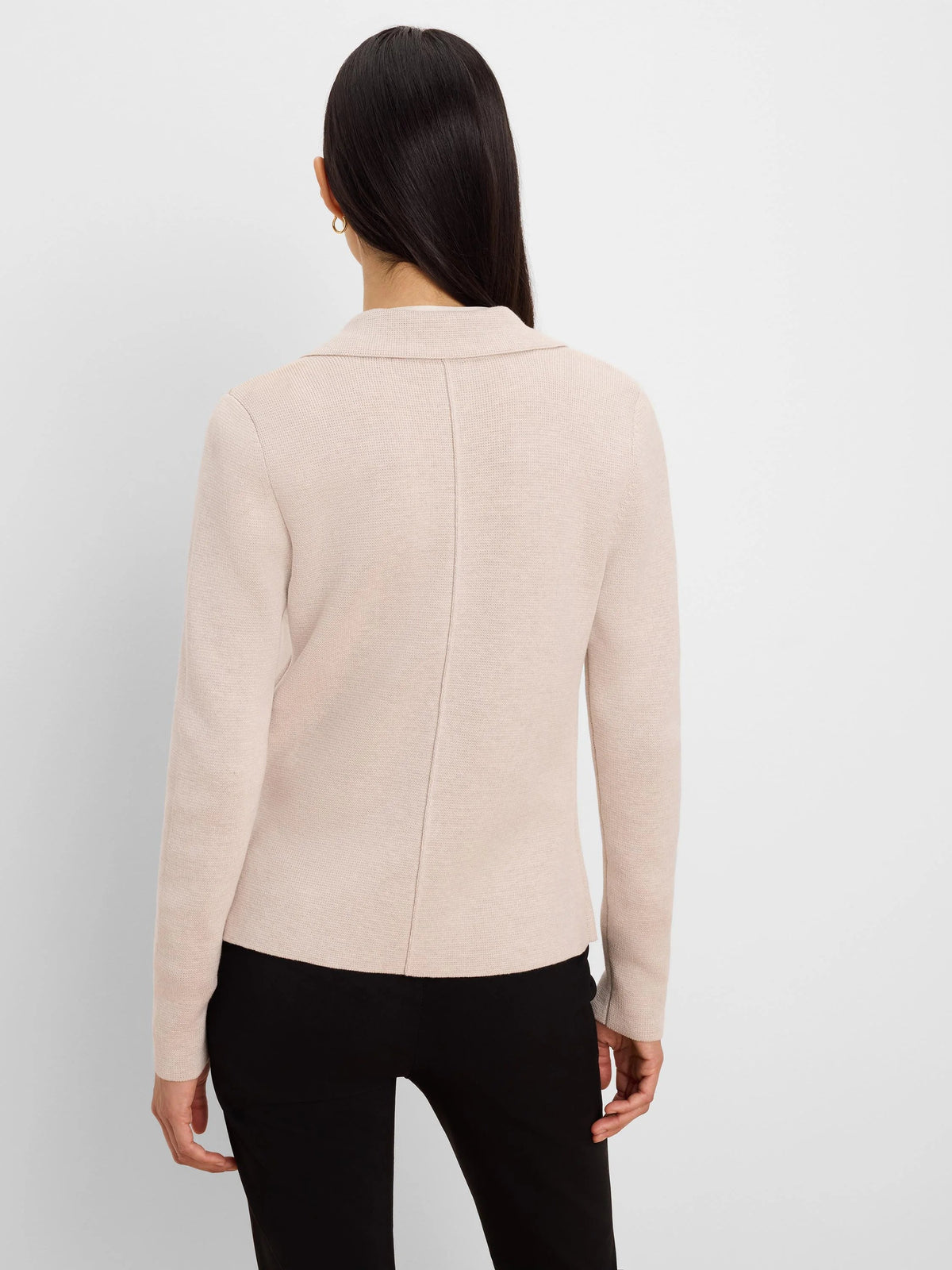 Elegant Knit Tailored Blazer- Sugar Cookie