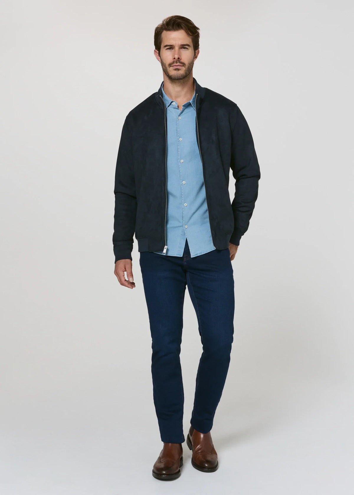 Dylan Suede Jacket- Petrol Navy