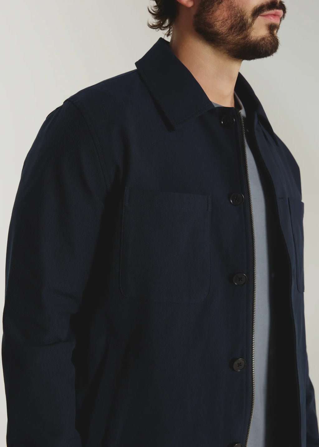 Baron Button Front Jacket- Navy