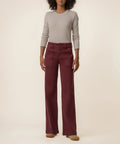 Jodi Twill High Rise Wide Straight Leg- Claret
